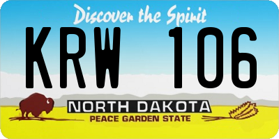 ND license plate KRW106