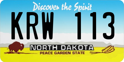 ND license plate KRW113