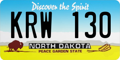 ND license plate KRW130
