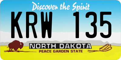 ND license plate KRW135