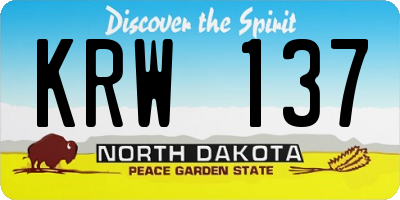ND license plate KRW137