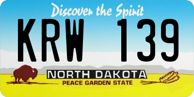 ND license plate KRW139