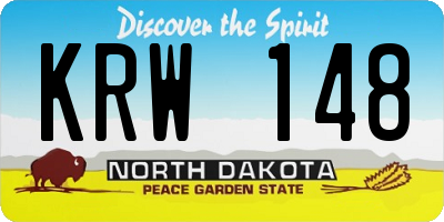 ND license plate KRW148