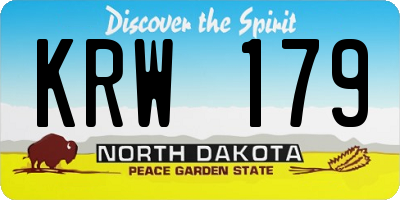 ND license plate KRW179