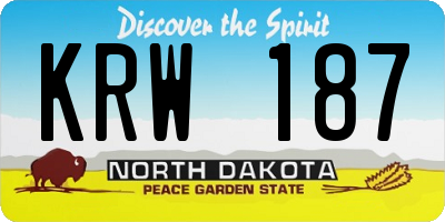 ND license plate KRW187