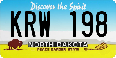 ND license plate KRW198