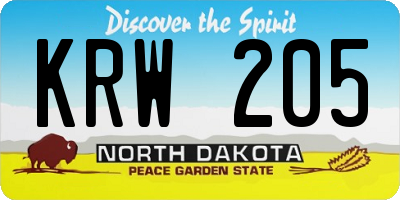 ND license plate KRW205