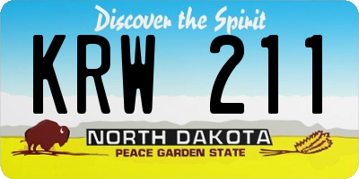 ND license plate KRW211