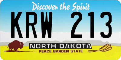 ND license plate KRW213