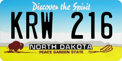 ND license plate KRW216
