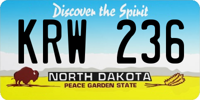 ND license plate KRW236