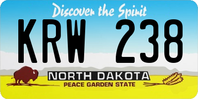 ND license plate KRW238