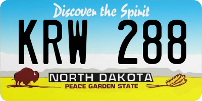ND license plate KRW288