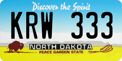 ND license plate KRW333