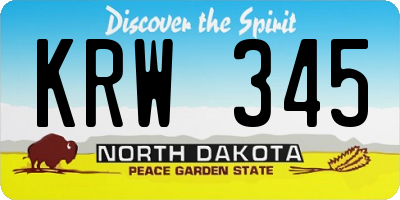 ND license plate KRW345