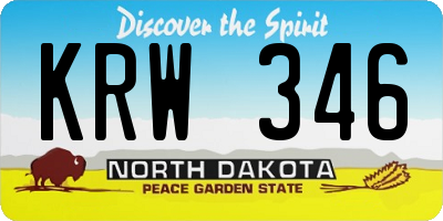 ND license plate KRW346