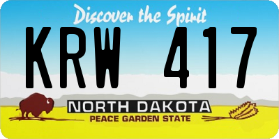 ND license plate KRW417