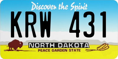 ND license plate KRW431