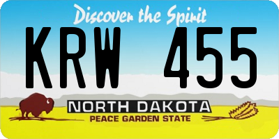 ND license plate KRW455