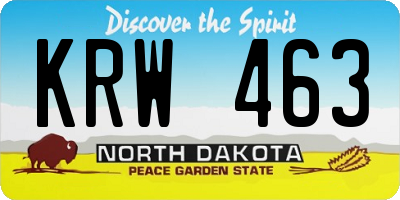 ND license plate KRW463