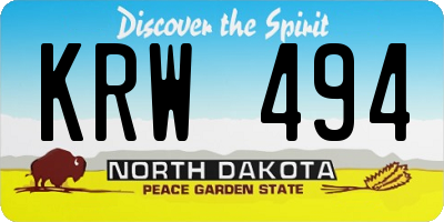 ND license plate KRW494