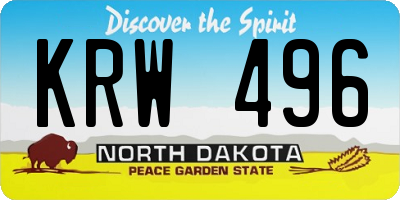 ND license plate KRW496
