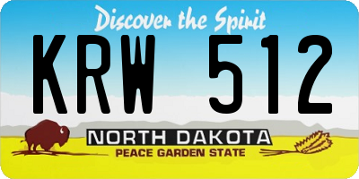 ND license plate KRW512