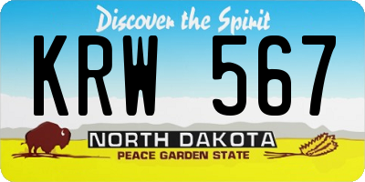 ND license plate KRW567