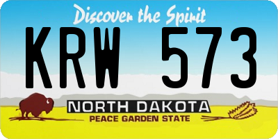 ND license plate KRW573
