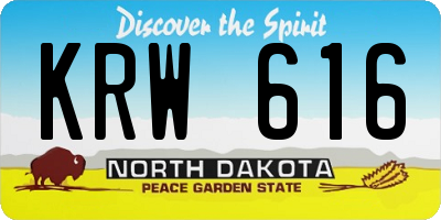 ND license plate KRW616