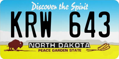 ND license plate KRW643