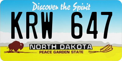 ND license plate KRW647