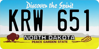 ND license plate KRW651