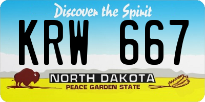 ND license plate KRW667