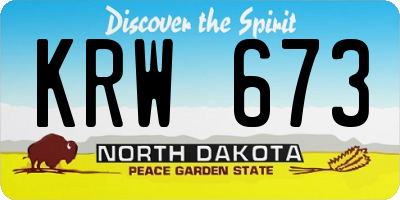 ND license plate KRW673