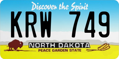 ND license plate KRW749
