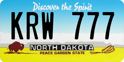ND license plate KRW777