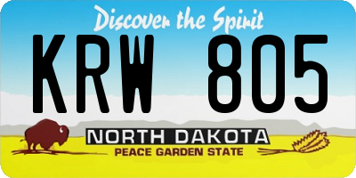 ND license plate KRW805