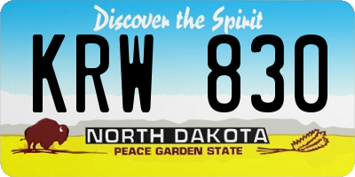 ND license plate KRW830