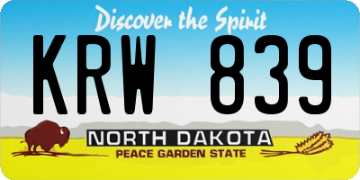 ND license plate KRW839