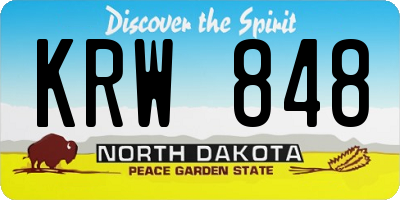 ND license plate KRW848