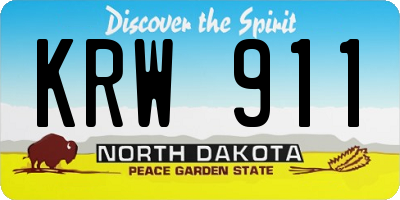 ND license plate KRW911