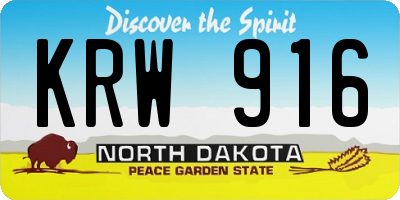 ND license plate KRW916