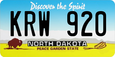 ND license plate KRW920