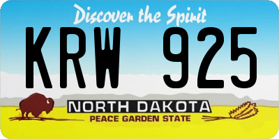 ND license plate KRW925