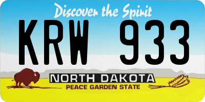 ND license plate KRW933
