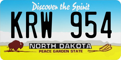 ND license plate KRW954