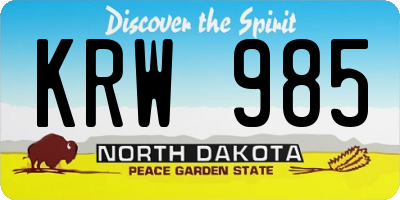 ND license plate KRW985