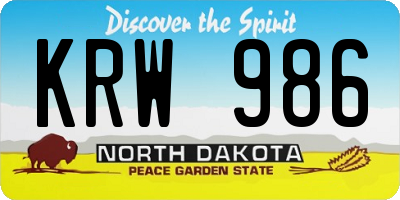 ND license plate KRW986