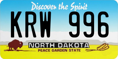 ND license plate KRW996